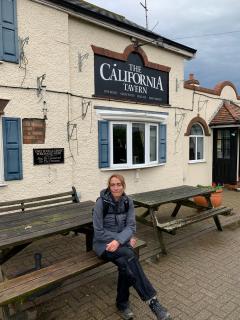 A well deserved stop at the end of day's walking, waiting for the bus back to Gorleston